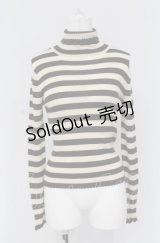 Shirley temple LuLu / ボーダータートルニット 150ｃｍ ブラウン×ベージュ O-25-04-30-1102-LO-TO-OW-OS