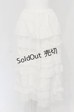 画像1: Jane Marple Dans Le Salon / レースティアードロングスカート M シロ O-25-04-30-1107-JM-SK-OW-OS