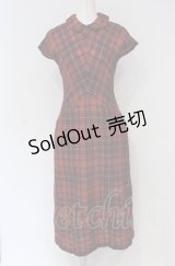 Jane Marple Dans Le Salon / ラメチェックロングワンピース M オレンジ系 O-25-04-30-1108-JM-OP-OW-OS
