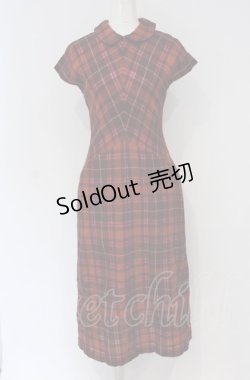 画像1: Jane Marple Dans Le Salon / ラメチェックロングワンピース M オレンジ系 O-25-04-30-1108-JM-OP-OW-OS
