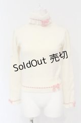 Shirley Temple / リボン通しタートルニット 150ｃｍ アイボリー×ピンク O-25-04-30-1114-ET-TO-OW-ZT0502A
