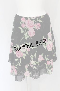 画像1: JESUS DIAMANTE / シフォンスカート 38 ぼかし薔薇クロ O-25-04-30-1117-JE-SK-OW-OS