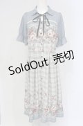 axes femme / フラワー×チェックワンピース M ブルー O-25-04-30-1121-AX-OP-OW-OS