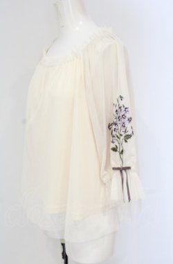 画像2: an another angelus / スミレ刺繍チュールブラウス F アイボリー O-25-04-30-1123-CA-BL-OW-OS