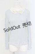 axes femme / ビジュー＆プチバラ装飾テレコトップス M サックス O-25-04-30-1125-AX-TO-OW-OS