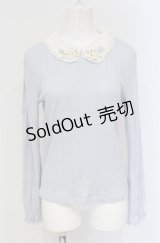 axes femme / ビジュー＆プチバラ装飾テレコトップス M サックス O-25-04-30-1125-AX-TO-OW-OS