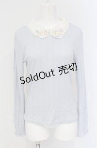 axes femme / ビジュー＆プチバラ装飾テレコトップス M サックス O-25-04-30-1125-AX-TO-OW-OS