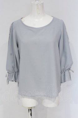 画像1: F&A / スリットチュールレーススリーブプルオーバーブラウス F ブルーグレー O-25-04-30-1129-LO-BL-OW-OS