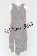 Qutie Frash / 後ろロングチュニック  ブラック×レッド O-25-04-30-1132-QU-OP-OW-OS