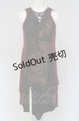 Qutie Frash / 後ろロングチュニック  ブラック×レッド O-25-04-30-1132-QU-OP-OW-OS