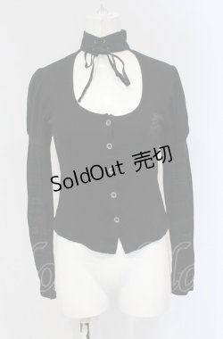 画像1: h.naoto Blood / チョーカー付きカットカーディガン  ブラック O-25-04-30-1133-HN-TO-OW-OS