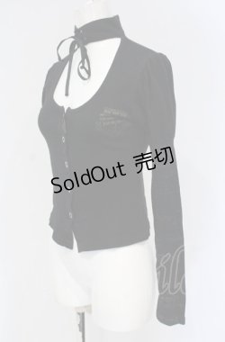 画像2: h.naoto Blood / チョーカー付きカットカーディガン  ブラック O-25-04-30-1133-HN-TO-OW-OS