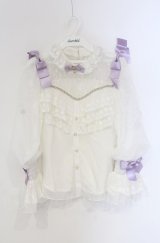 HinanaQueena /  妖精の秘密の花園ブラウス S シロ×ラベンダー O-25-04-30-1139-LO-BL-OW-OS