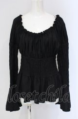 Sheglit / ゴムシャーリングブラウス M クロ O-25-04-30-1140-EL-BL-OW-OS