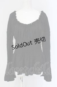 Sheglit / ゴムシャーリングブラウス M クロ O-25-04-30-1140-EL-BL-OW-OS