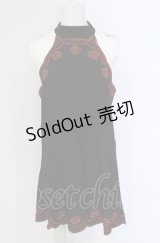 GOTHその他 / 刺繍ホルタ-トップス L クロ×オレンジ O-25-04-30-1141-EL-TO-OW-OS