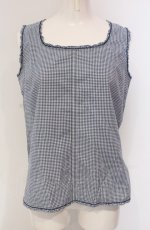 画像1: 【SALE】INGEBORG / ギンガムチェックノースリーブトップス  ブルー O-25-04-30-1016-LO-TO-IG-ZT366 (1)