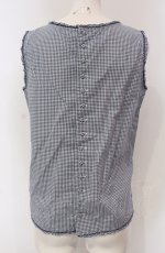 画像3: 【SALE】INGEBORG / ギンガムチェックノースリーブトップス  ブルー O-25-04-30-1016-LO-TO-IG-ZT366 (3)