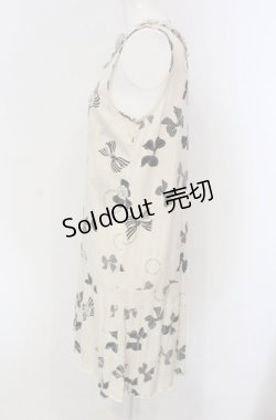 画像2: INGEBORG / リボン柄ノースリーブカットワンピース 9 アイボリー O-25-04-30-1018-LO-OP-IG-OS