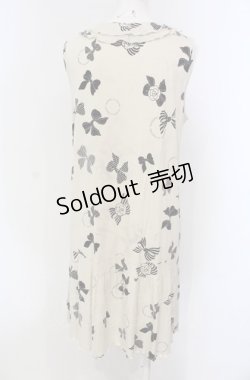 画像3: INGEBORG / リボン柄ノースリーブカットワンピース 9 アイボリー O-25-04-30-1018-LO-OP-IG-OS