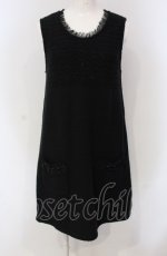 画像1: 【SALE】INGEBORG / ツイード切り替えニットワンピース 9 クロ O-25-04-30-1022-LO-TO-IG-ZT366 (1)