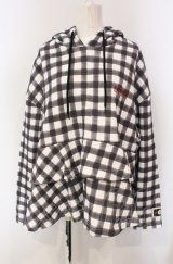 PINK HOUSE / little sunny bite hand drawing checker frill hoodie フーディ  クロ×シロ O-25-04-30-1026-LO-TO-IG-OS