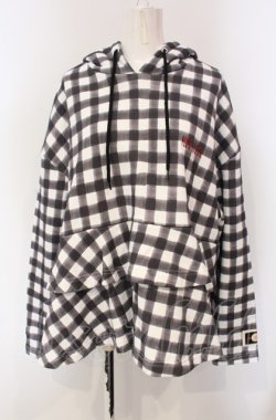 画像1: PINK HOUSE / little sunny bite hand drawing checker frill hoodie フーディ  クロ×シロ O-25-04-30-1026-LO-TO-IG-ZT082