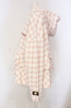 画像2: PINK HOUSE / little sunny bite hand drawing checker frill hoodie フーディ  ピンク×シロ O-25-04-30-1027-LO-TO-IG-ZT362