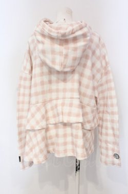 画像3: PINK HOUSE / little sunny bite hand drawing checker frill hoodie フーディ  ピンク×シロ O-25-04-30-1027-LO-TO-IG-ZT362