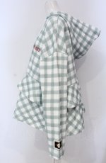 画像2: 【SALE】PINK HOUSE / little sunny bite hand drawing checker frill hoodie フーディ  ミント×シロ O-25-04-30-1028-LO-TO-IG-ZT364 (2)