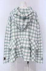 画像3: 【SALE】PINK HOUSE / little sunny bite hand drawing checker frill hoodie フーディ  ミント×シロ O-25-04-30-1028-LO-TO-IG-ZT364 (3)