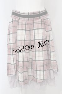 axes femme POETIQUE / 起毛チェックタックスカート  ピンク O-25-04-30-2001-AX-SK-IG-ZT082