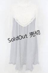 axes femme / ヨークレースカットチュニック  サックス×オフシロ O-25-04-30-2004-AX-OP-IG-OS