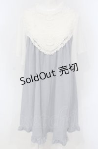 axes femme / ヨークレースカットチュニック  サックス×オフシロ O-25-04-30-2004-AX-OP-IG-OS