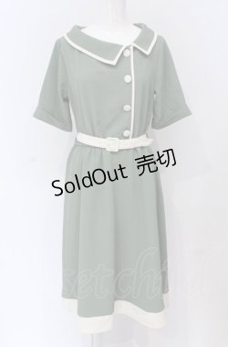画像1: Fi.n.t / サイド衿バイカラーワンピース  グリーン O-25-04-30-2046-CA-OP-IG-OS