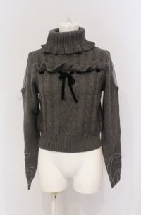 evelyn / ショルダーカットタートルリボンニット  グレー O-25-04-30-2054-LO-TO-IG-OS