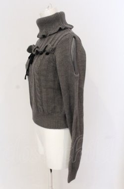 画像2: evelyn / ショルダーカットタートルリボンニット  グレー O-25-04-30-2054-LO-TO-IG-OS