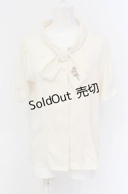 画像1: an another angelus / ローズ刺繍ボウタイブラウス  アイボリー O-25-04-30-2056-CA-BL-IG-OS