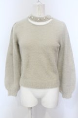 evelyn / チョーカー風シャギーニット  ベージュ O-25-04-30-2064-LO-TO-IG-OS