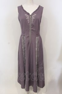 axes femme / レース切替刺繍ジャンスカ  パープル O-25-04-30-2007-AX-OP-IG-OS