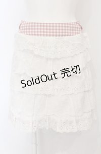Jane Marple / カットワークレースとギンガムチェックのリバーシブルスカート  ピンク×シロ O-25-04-30-2085-JM-SK-IG-OS