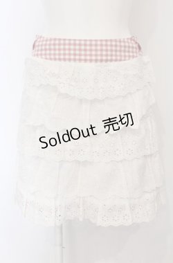 画像1: Jane Marple / カットワークレースとギンガムチェックのリバーシブルスカート  ピンク×シロ O-25-04-30-2085-JM-SK-IG-OS