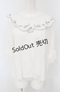 an another angelus / ローズ刺繍オフショルブラウス  オフシロ O-25-04-30-2009-CA-BL-IG-OS