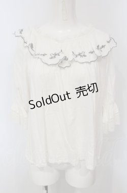 画像1: an another angelus / ローズ刺繍オフショルブラウス  オフシロ O-25-04-30-2009-CA-BL-IG-OS