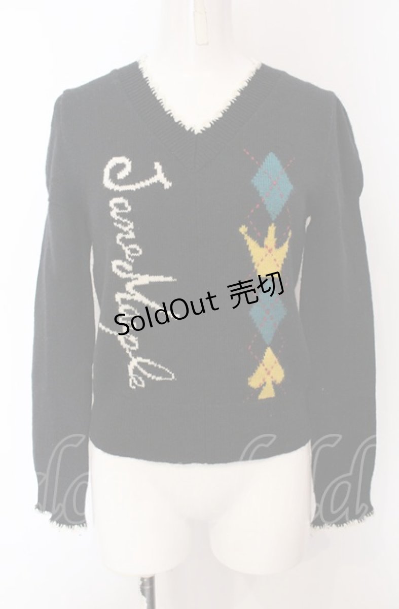 画像1: 【SALE】Jane Marple / ロゴアーガイルニット M クロ O-25-04-30-2098-JM-TO-IG-ZT254 (1)