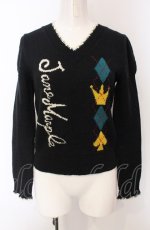 画像1: 【SALE】Jane Marple / ロゴアーガイルニット M クロ O-25-04-30-2098-JM-TO-IG-ZT254 (1)