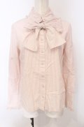 Jane Marple / ストライプボウタイ付きブラウス M ピンク×シロ O-25-04-30-2110-JM-BL-IG-OS