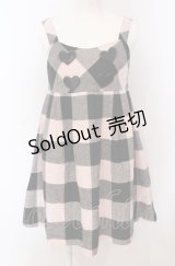 MILK / ハートボタンのチェックジャンパースカート  ピンク×クロ O-25-04-30-2117-ML-OP-IG-OS