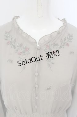 画像2: 【SALE】an another angelus / ローズ刺繍シフォンワンピース  カーキグリーン O-25-04-30-2012-CA-OP-IG-ZT100