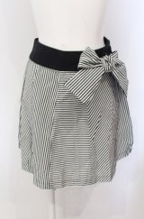 Jane Marple / ストライプ切り替えスカート M クロ×シロ O-25-04-30-2135-JM-SK-IG-OS